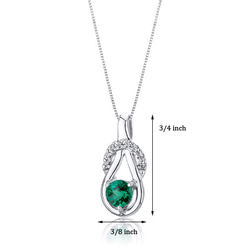 Emerald Pendant Sterling Silver Round Shape 0.5 Carat