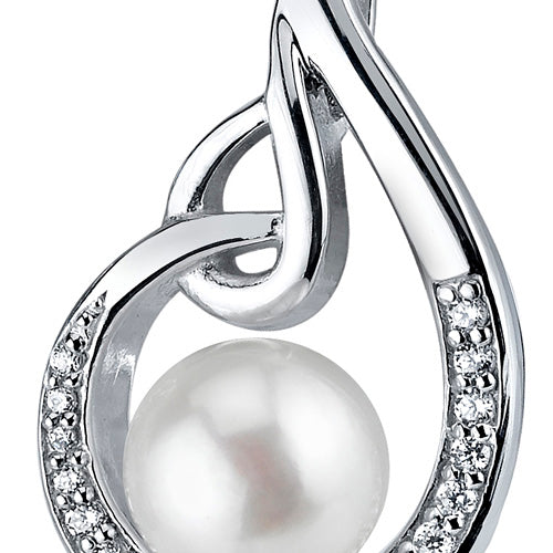 Freshwater Cultured 8mm White Pearl Pendant Sterling Silver