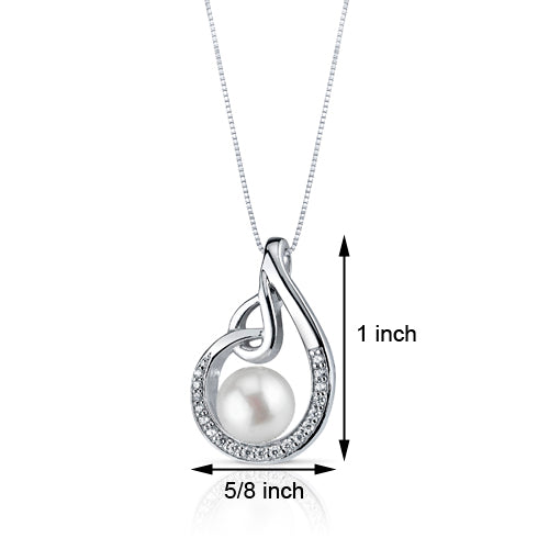 Freshwater Cultured 8mm White Pearl Pendant Sterling Silver
