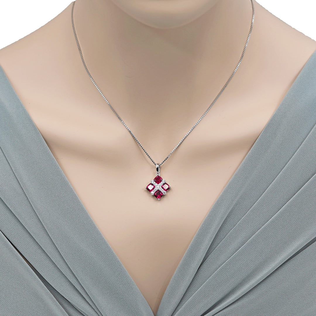 Ruby Pendant Sterling Silver Cushion Cut 2.75 Carats