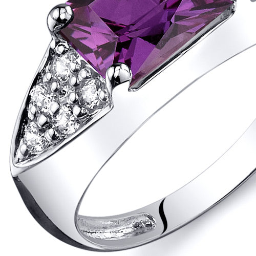 Alexandrite Ring Sterling Silver Radiant Shape 2 Carats Size 9