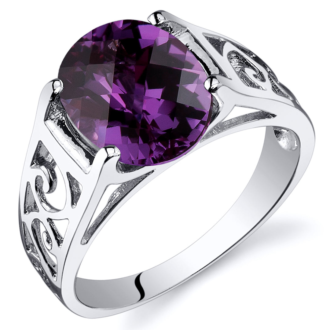 Alexandrite Solitaire Ring Sterling Silver 3.50 Carats Size 7