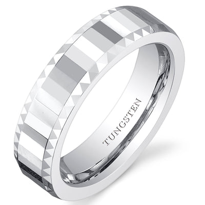 Faceted Mirror Finish 5mm Womens Tungsten Band Size 8