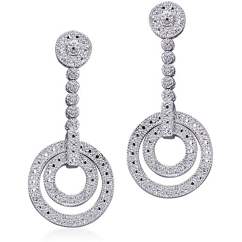 Sterling Silver Bridal Style Circle Earrings with CZ