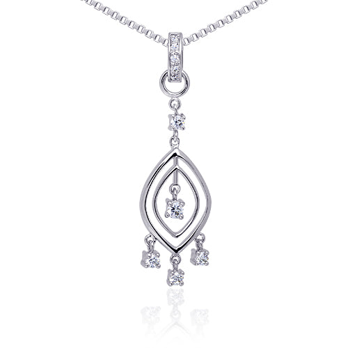 Sterling Silver and CZ Chandelier Pendant Necklace