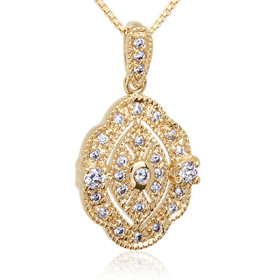 Sterling Silver Vintage Style Oval Cubic Zirconia Pendant
