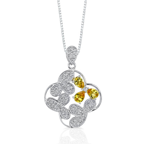 White and Yellow Cubic Zirconia Sterling Silver Pendant