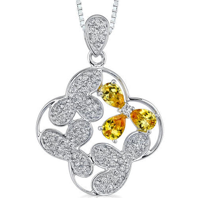 White and Yellow Cubic Zirconia Sterling Silver Pendant