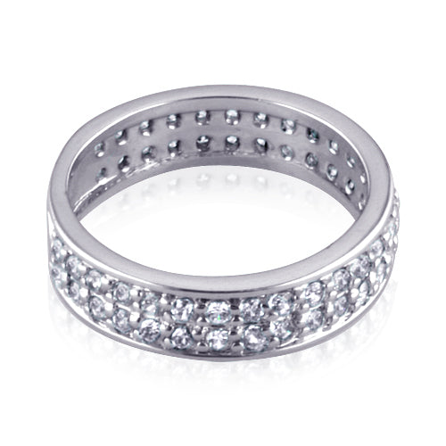 Sterling Silver Double Row Eternity Ring size 6