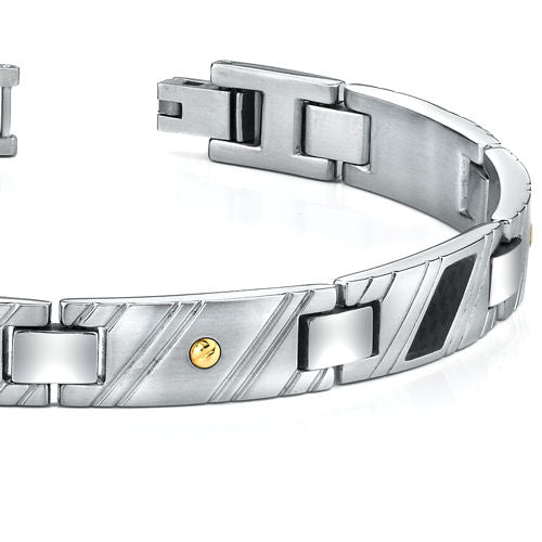 Stainless Steel with Gold Rivets Accent Bracelet