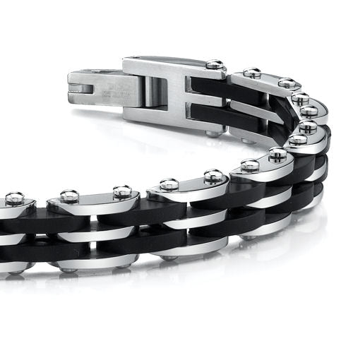 Stainless Steel Bracelet with Black Carbon Fiber
