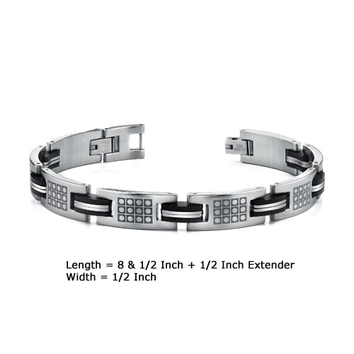 Stainless Steel with Laser Etched Pattern Bracelet