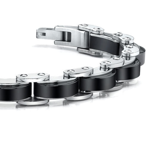 Men's Black Links Chain Stainless Steel Bracelet
