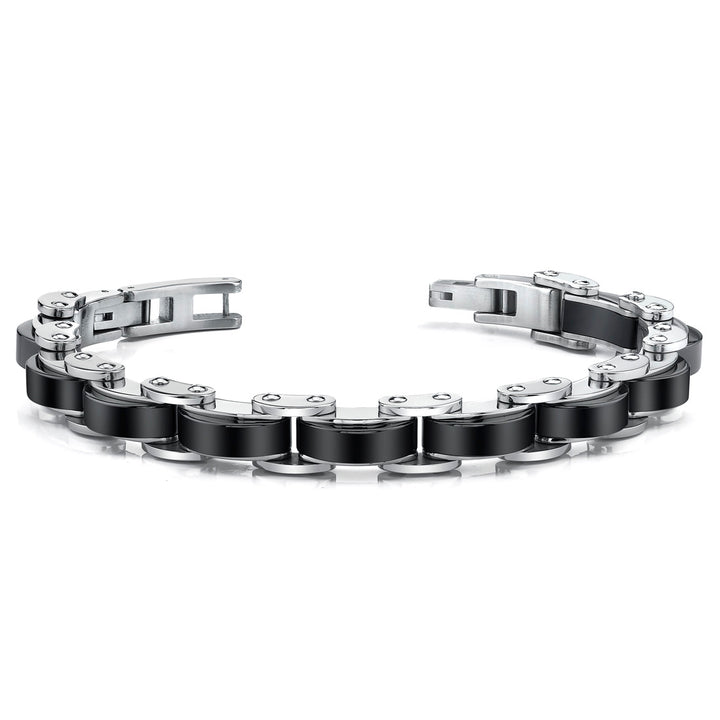Men's Black Links Chain Stainless Steel Bracelet