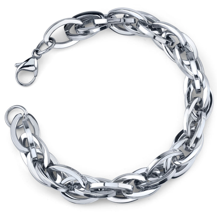 Stainless Steel Interlocked Oval Link Bracelet