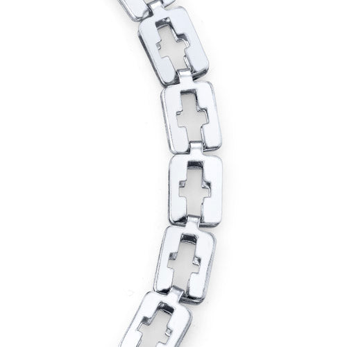 Stainless steel Cut-Out Cross Link Bracelet