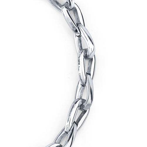 Stainless Steel Custom Interlocking Teardrop Link Chain Bracelet