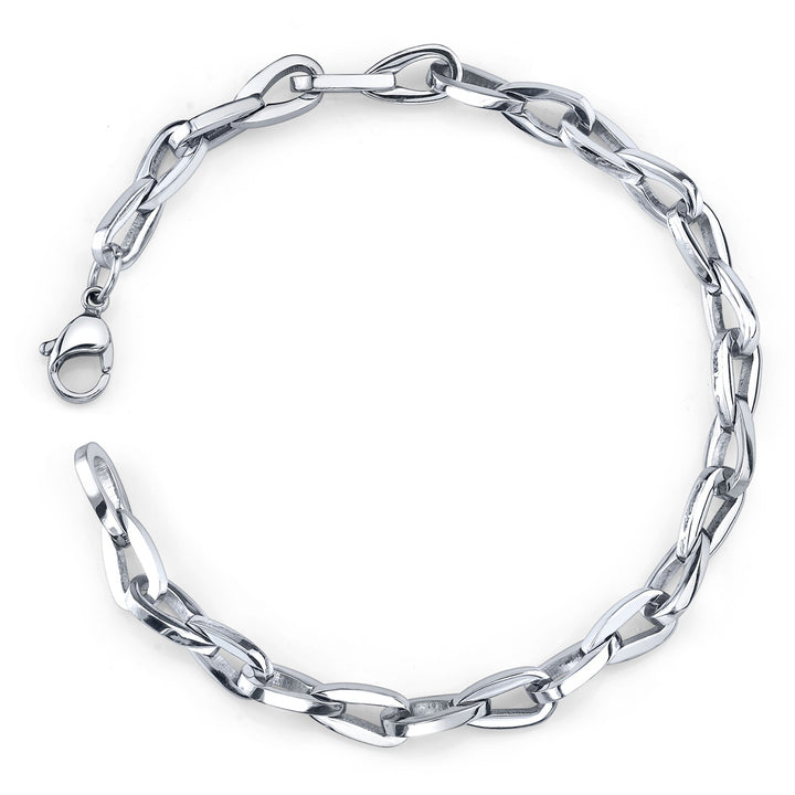 Stainless Steel Custom Interlocking Teardrop Link Chain Bracelet