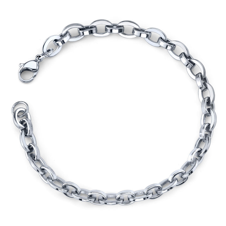 Stainless Steel Rolo Oval Link Bracelet
