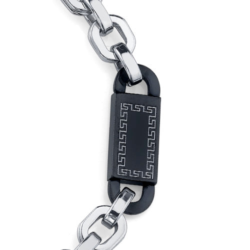 Men's Black Ceramic Smooth Link Chain Stainless Steel Bracelet