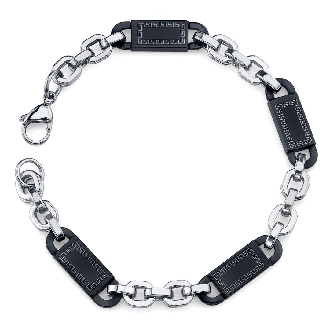 Men's Black Ceramic Smooth Link Chain Stainless Steel Bracelet