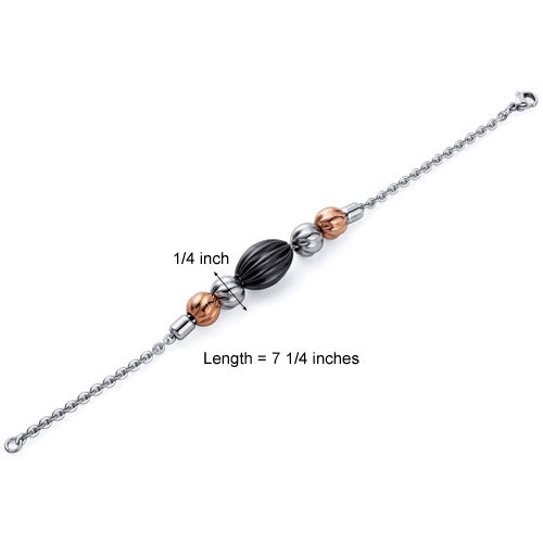 Black Link Bracelet in Stainless Steel 7.25 inch