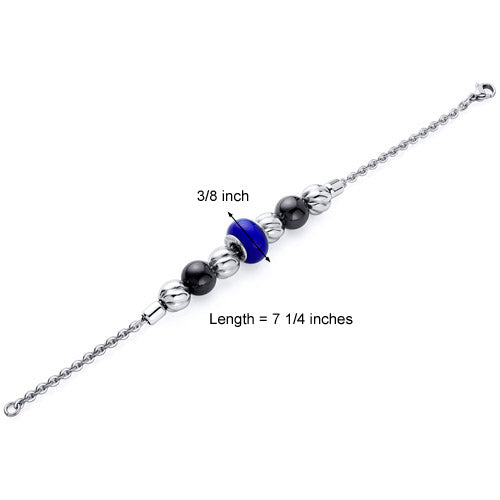 Stainless Steel Bracelet Polished Beads, 7.25 inches