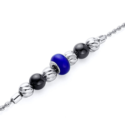 Stainless Steel Bracelet Polished Beads, 7.25 inches