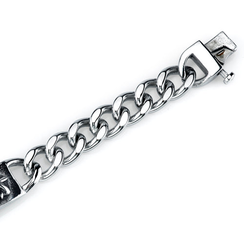 Stainless Steel Cross and Snake Curb Chain Bracelet
