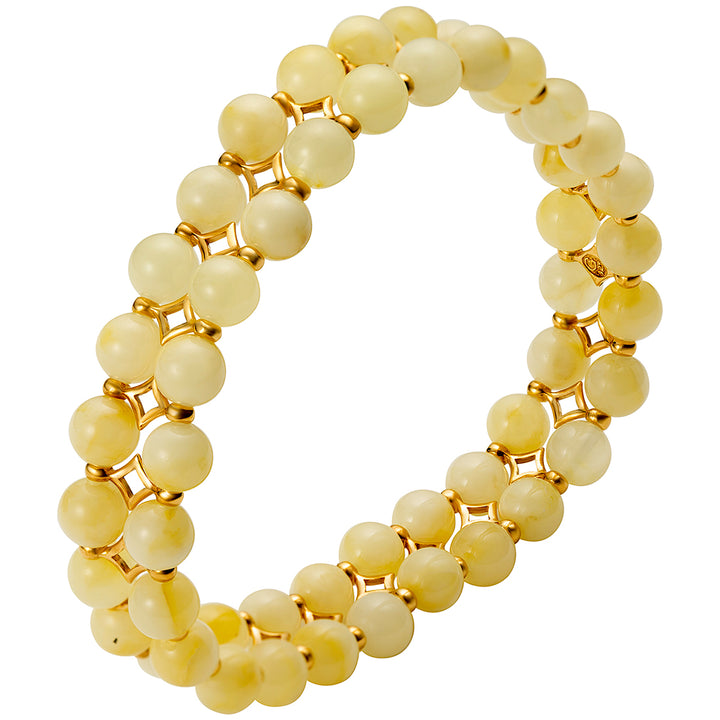 Genuine Baltic Amber Stretch Bracelet Butterscotch Color 6mm Beads