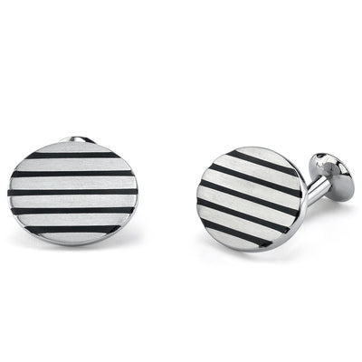 Stainless Steel Oval Brushed Finish Cufflinks