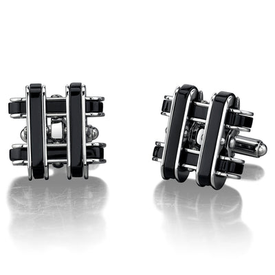 Stainless Steel Cufflink with Black Resin Inlay