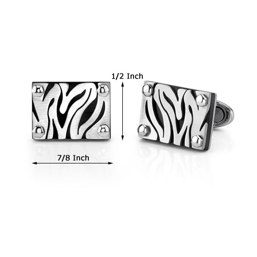 Stainless Steel Zebra Pattern Cufflinks