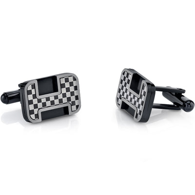 Stainless Steel Checkered Cufflinks
