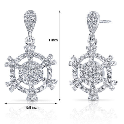 Snowflake Design CZ Sterling Silver Dangle Earrings
