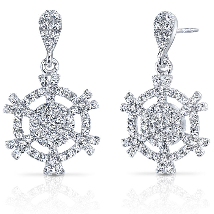 Snowflake Design CZ Sterling Silver Dangle Earrings
