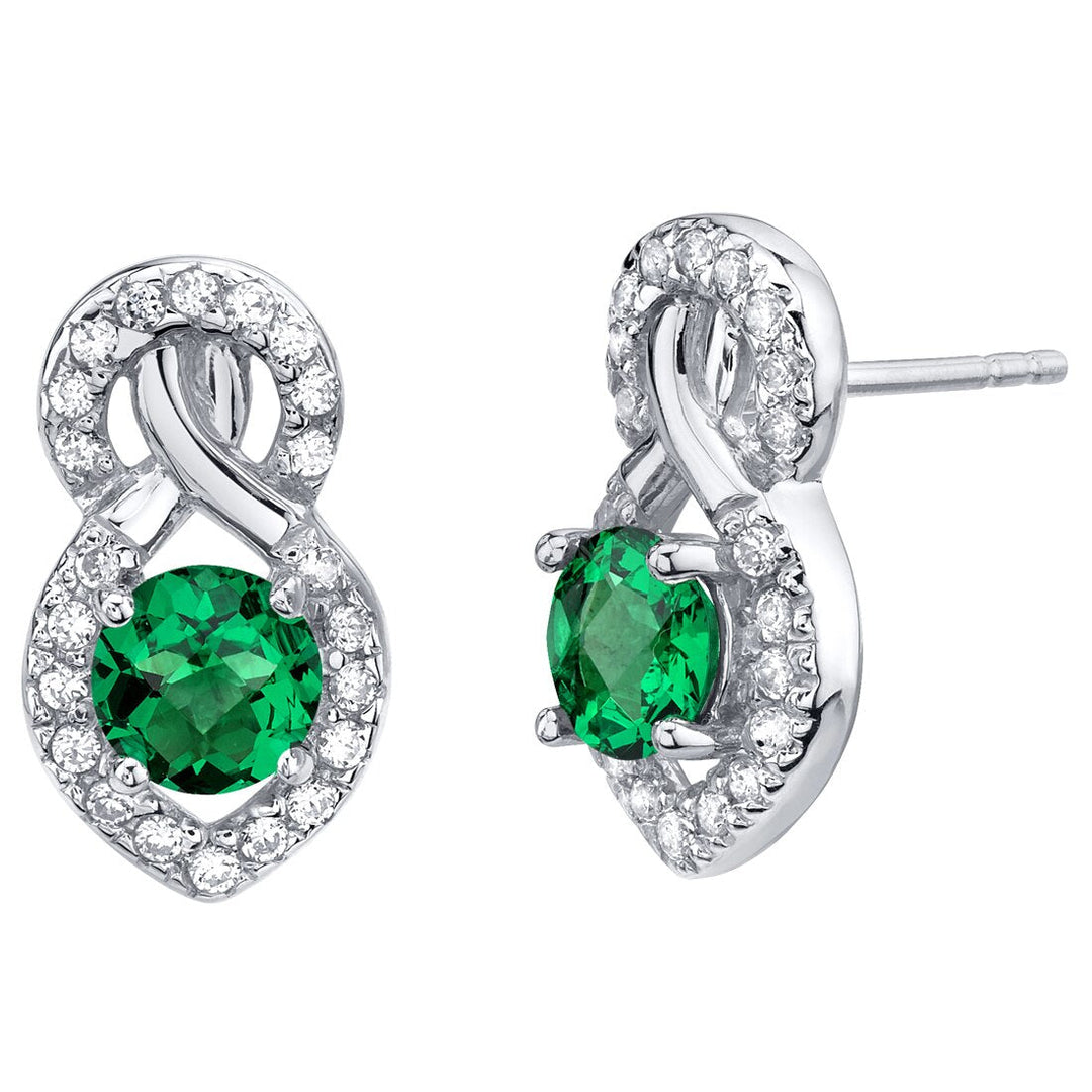 Emerald Stud Earrings Sterling Silver Round Shape 1.50 Carats