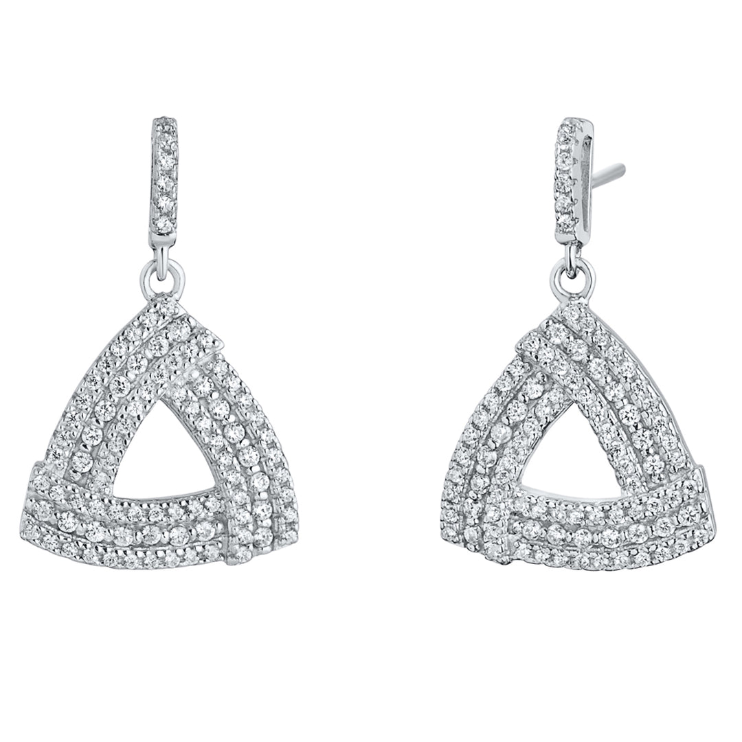 Sterling Silver Triangle Knot Dangle Drop Earrings