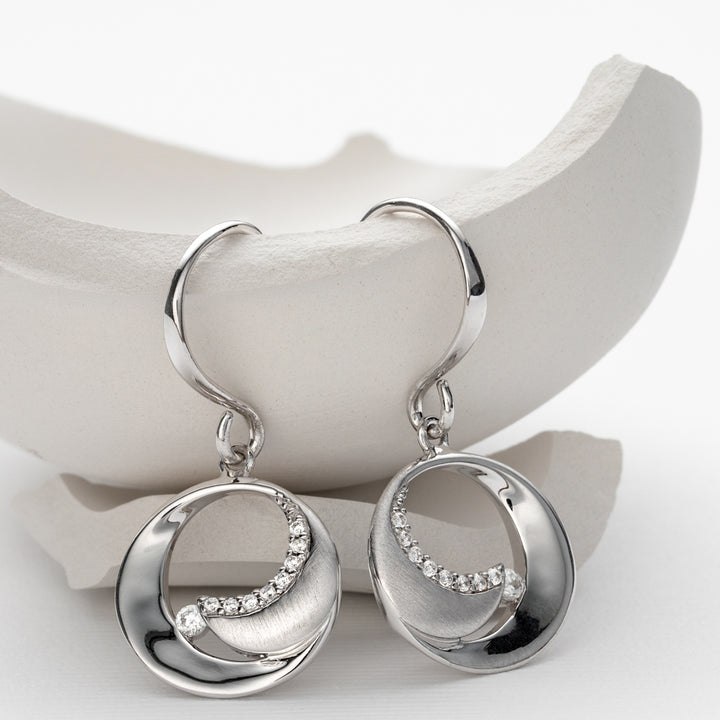 Sterling Silver Inner Circle Drop Earrings for Women