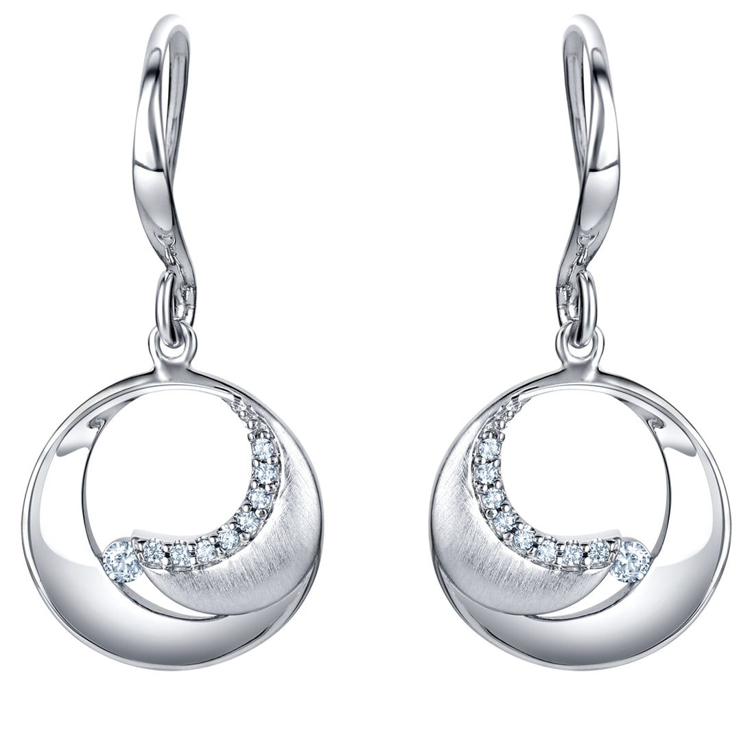 Sterling Silver Inner Circle Drop Earrings for Women