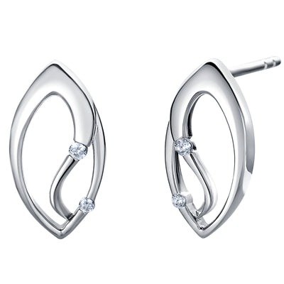 Sterling Silver Side-Swept Charm Earrings for Women