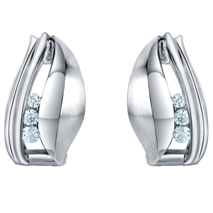 Sterling Silver Waves Huggie Hoop Earrings for Women