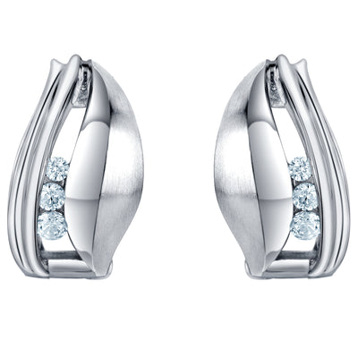 Sterling Silver Waves Huggie Hoop Earrings for Women