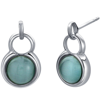 Sterling Silver Cat's Eye Amulet Charm Earrings for Women