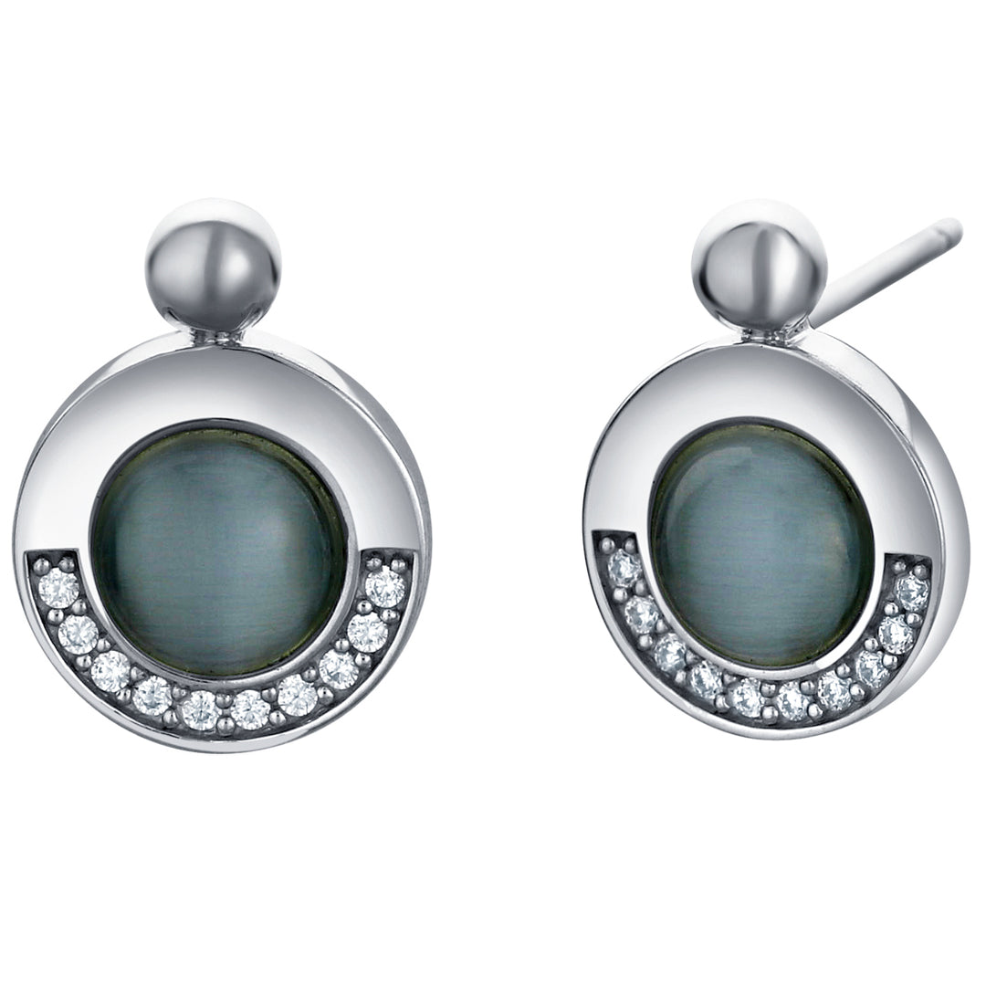 Sterling Silver Cat's Eye Talisman Charm Earrings for Women