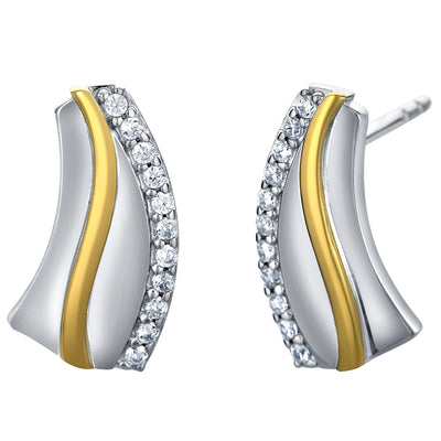 Two-Tone Sterling Silver Celestial Tide Earrings for Women