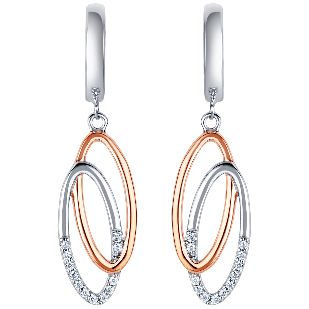 Two-Tone Sterling Silver Eternal Links Drop Earrings for Women