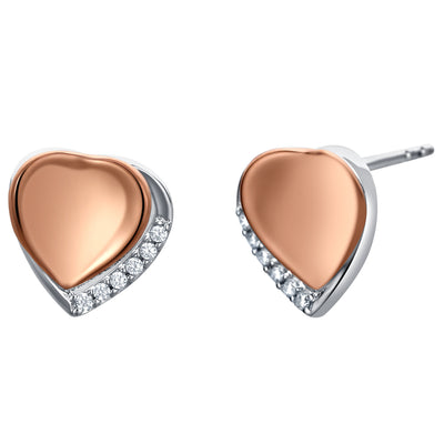 Two-Tone Sterling Silver Cupids Heart Earrings for Women