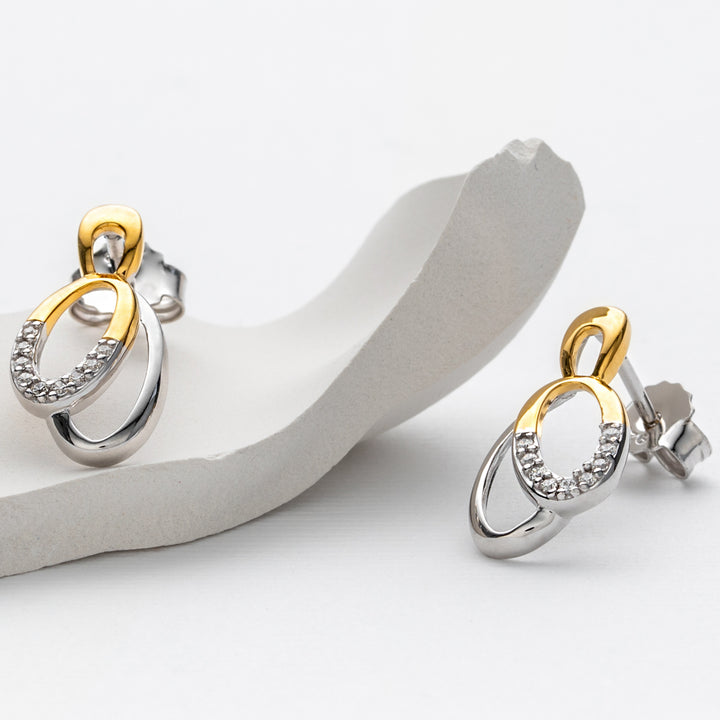 Two-Tone Sterling Silver Eternity Hoops Earrings for Women