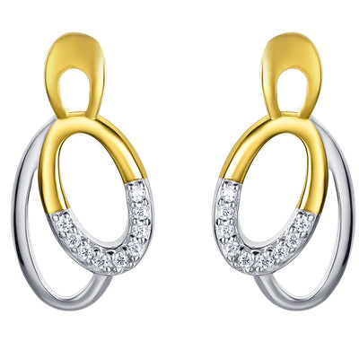 Two-Tone Sterling Silver Eternity Hoops Earrings for Women